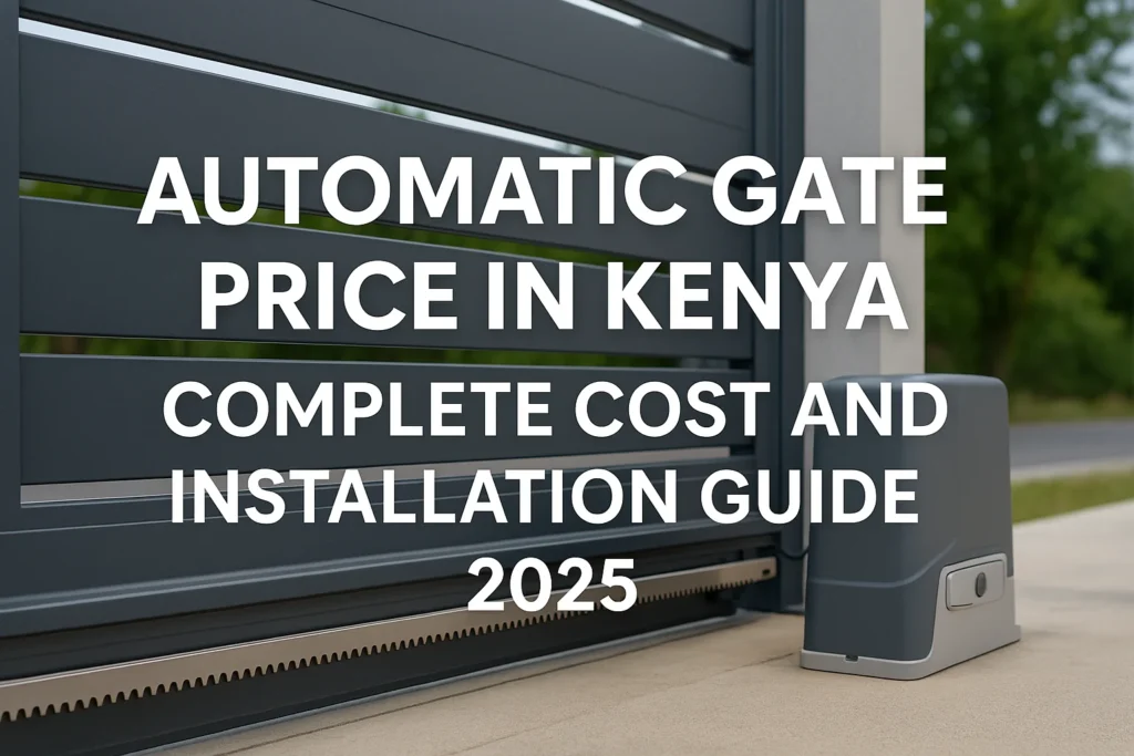 utomatic gate installation in Kenya showing modern electric sliding gate system by KNK Solutions Ltd.